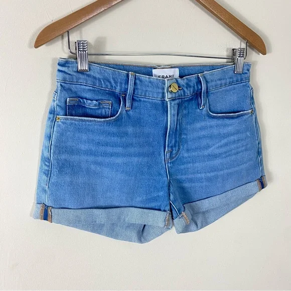 Frame Denim Le Cutoff Cuffed Shorts in Sand Dollar Medium Wash - 26 - Picture 2 of 11